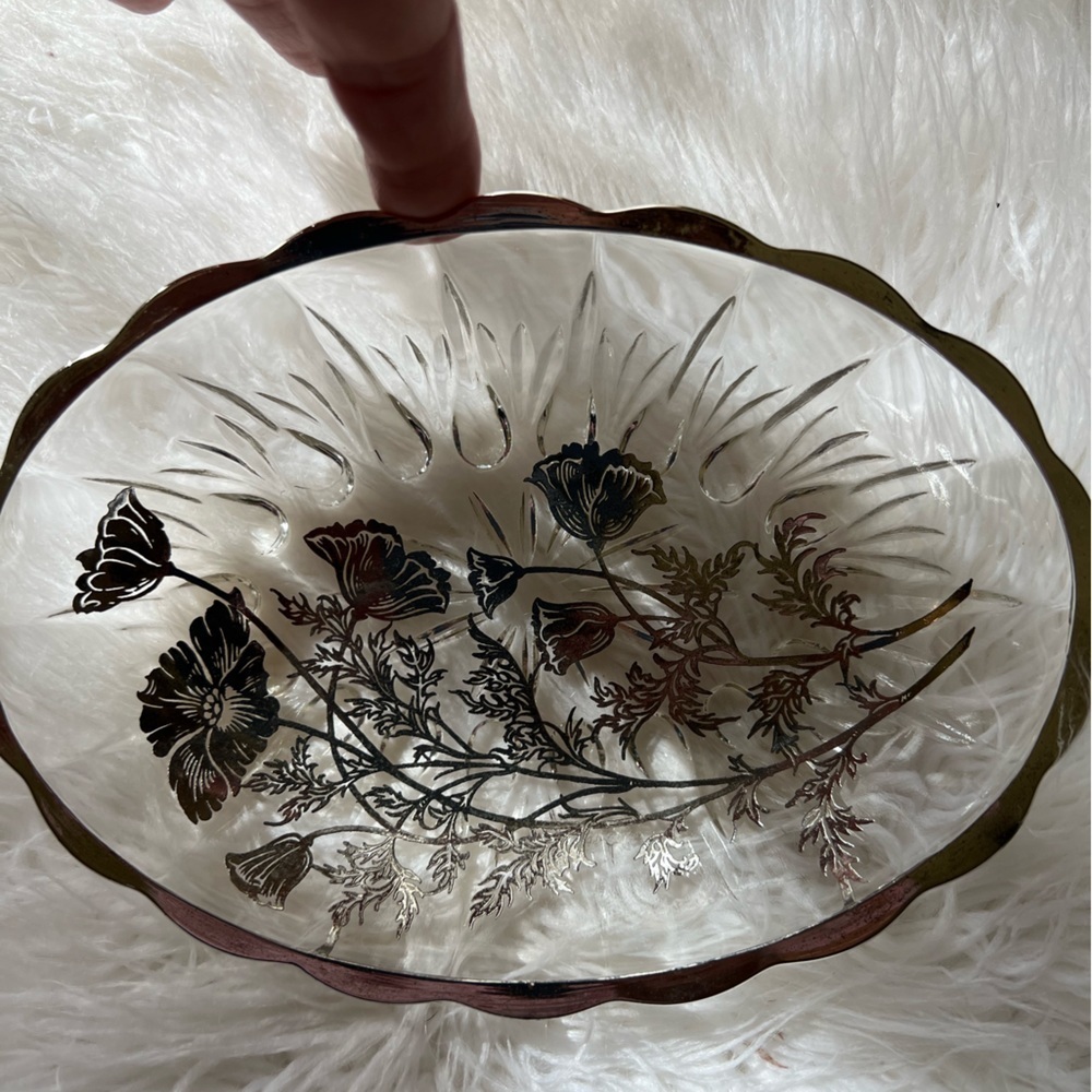 Vintage Silver Overlay Candy Dish